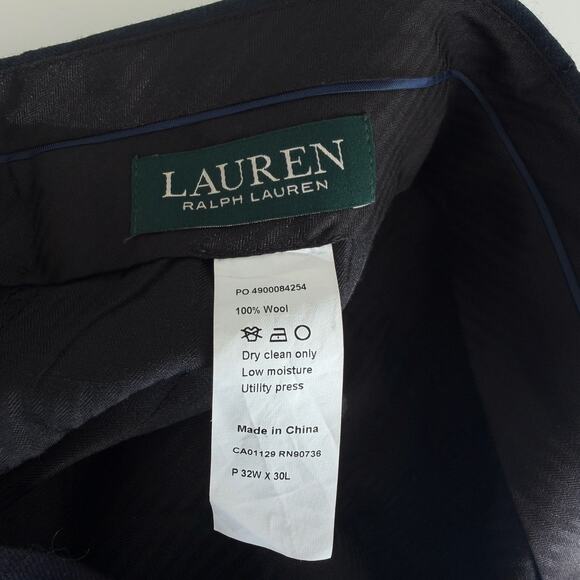 Ralph Lauren Pants Mens 32x30 Green Blue Tartan Plaid 100% Wool Blackwatch Chino - Picture 6 of 11